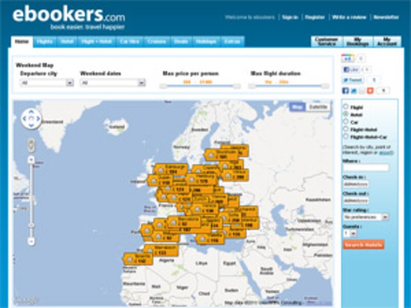 Ebookers search tool puts weekend breaks on the map