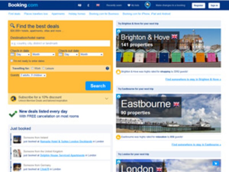 Booking.com releases booking data for first time to underline presence in non-hotel sector
