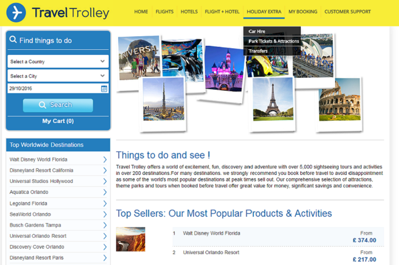 Travel Trolley adds holiday extras section to website