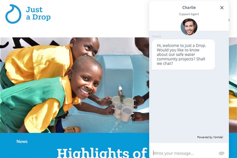 Live chat specialist Yomdel teams up with Just a Drop for fundraising campaign