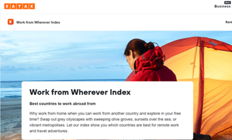KAYAK launches first Work from Wherever Index to digital nomads