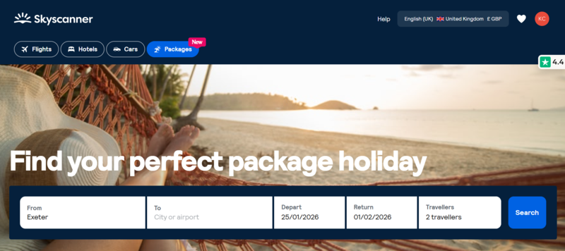 Skyscanner debuts packages in the UK